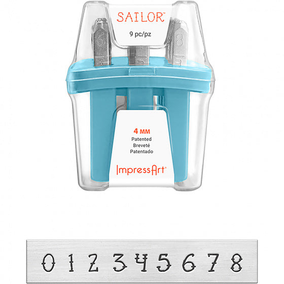 Embossing stempels blauw 4 mm 9-delig