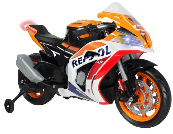 elektrische kindermotorfiets Repsol 12V oranje/wit