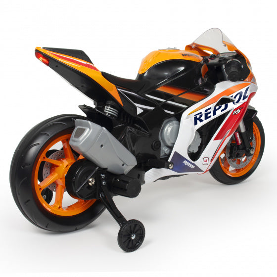 elektrische kindermotorfiets Repsol 12V oranje/wit