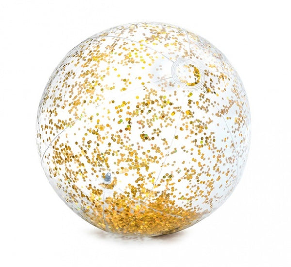 strandbal Glitter 51 cm transparant goud
