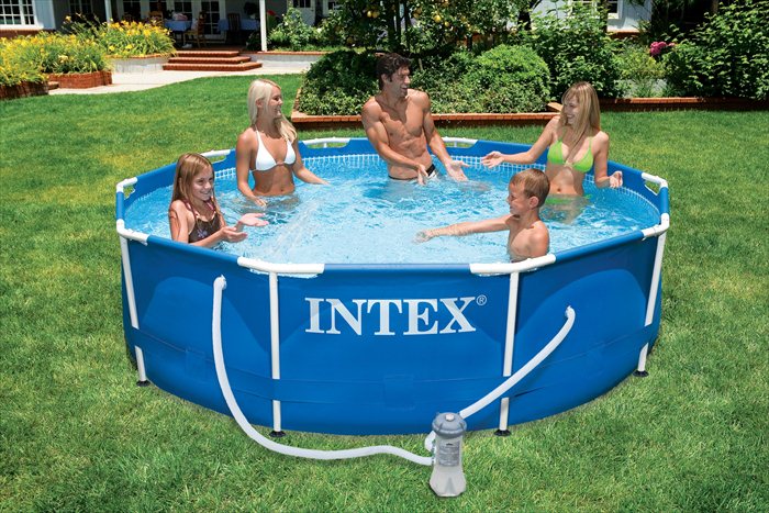 Intex Metal Frame zwembad 366 x 76 cm-Met 12-Volt filterpomp 28212GN