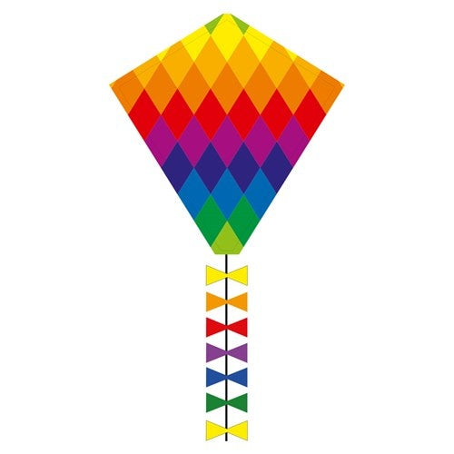 eenlijnskindervlieger Eddy Rainbow Patchwork 45 x 50 cm