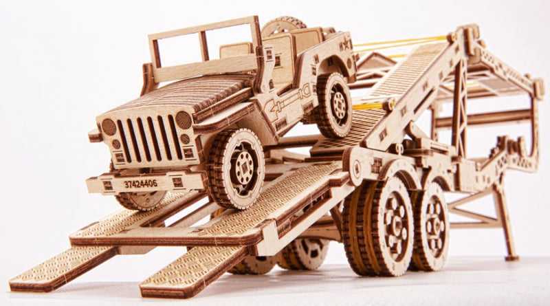 modelbouwset autotrailer hout naturel 229-delig