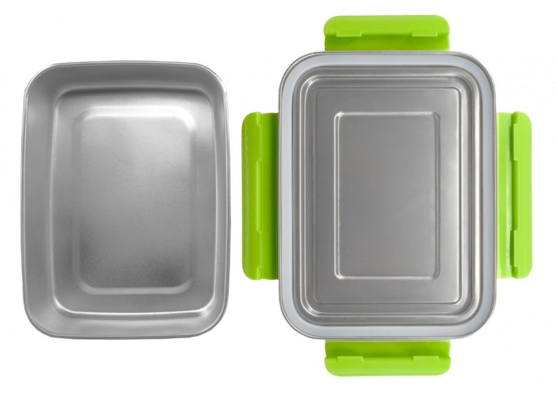 RVS lunchbox 2 liter zilver/groen