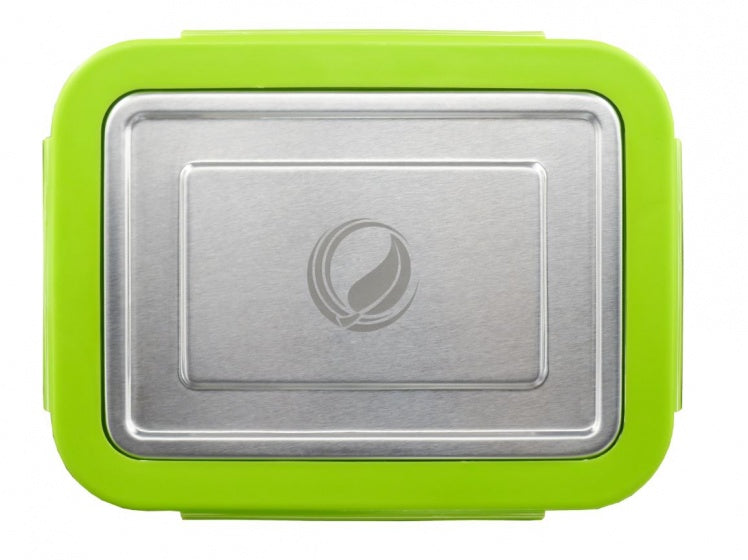 RVS lunchbox 2 liter zilver/groen