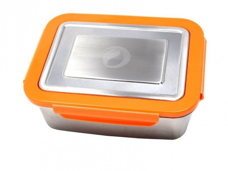 RVS lunchbox 2 liter zilver/oranje