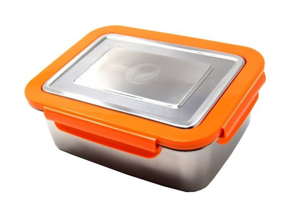 RVS lunchbox 2 liter zilver/oranje