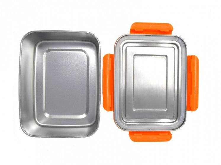 RVS lunchbox 2 liter zilver/oranje