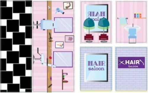 decoratiestickers Hair Saloon 6-delig