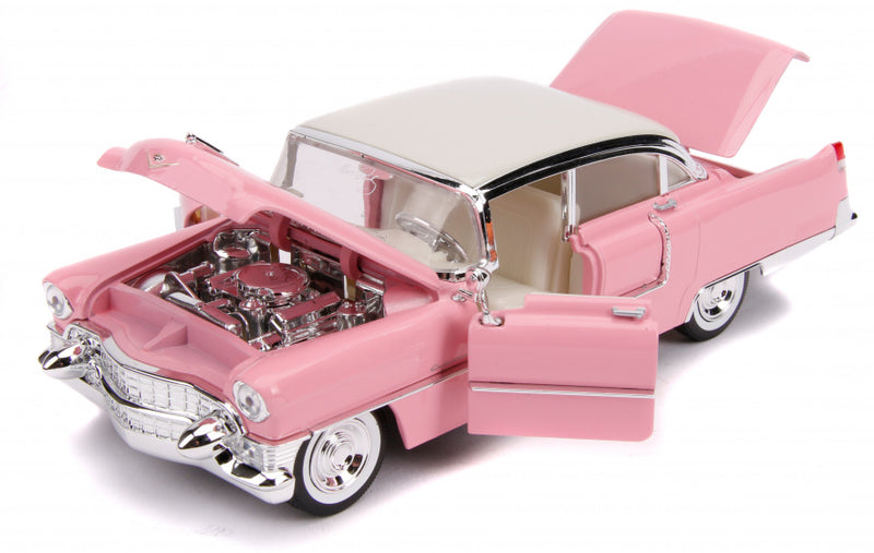 auto 1955 Cadillac Fleetwood 1:24 die-cast roze/wit