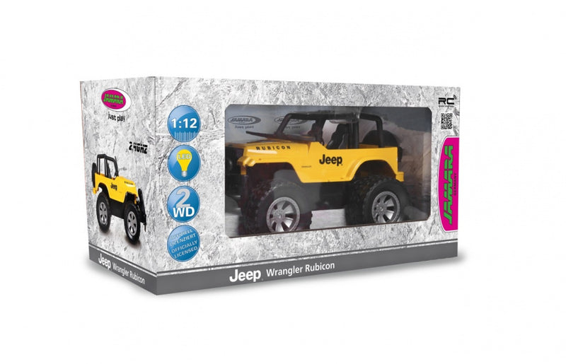 auto Jeep Wrangler RC jongens 1:12 geel/zwart 2-delig