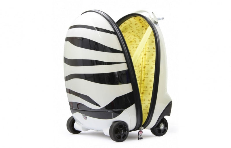 koffer Zebra junior 32 liter polyester zwart/wit