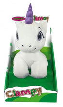 knuffel Clampy eenhoorn 27 cm wit/paars