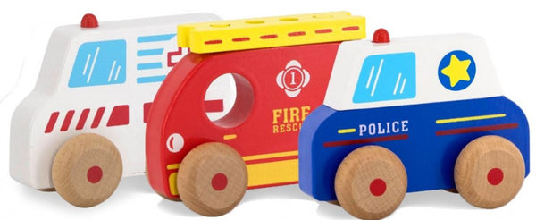 speelset Hulpvoertuigen junior 11,6 x 5 cm hout 4-delig