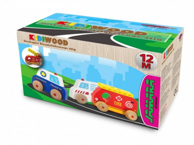 speelset Hulpvoertuigen junior 11,6 x 5 cm hout 4-delig