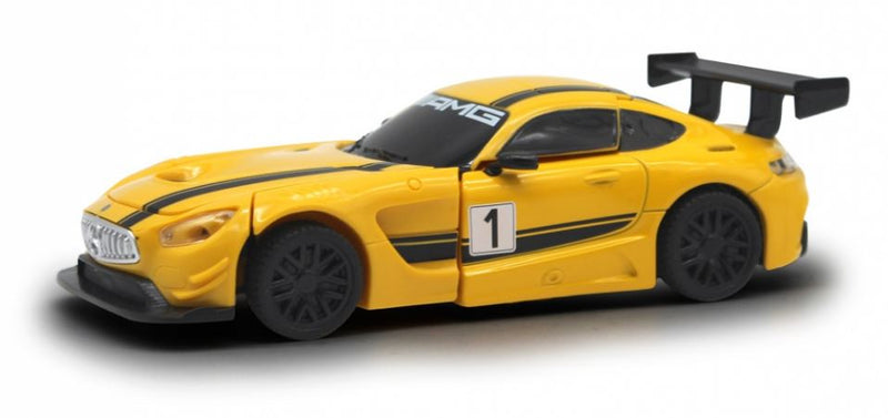 transformer auto Mercedes-AMG GT3 14 cm die-cast geel