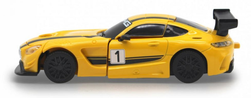 transformer auto Mercedes-AMG GT3 14 cm die-cast geel