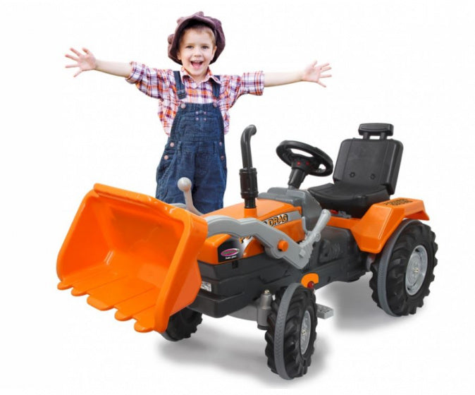 traptractor Power Drag met voorlader 126 x 54 cm oranje