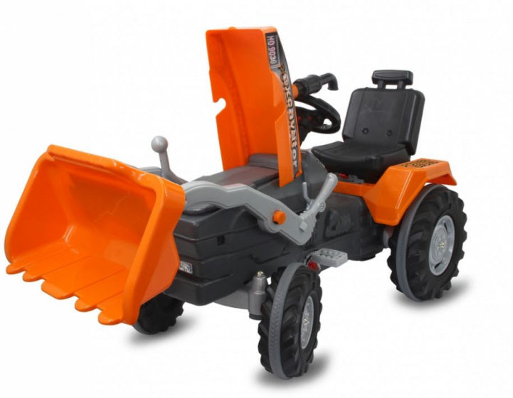traptractor Power Drag met voorlader 126 x 54 cm oranje