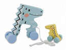 trekfiguur Dino junior 24 x 8,3 cm hout lichtblauw 2-delig