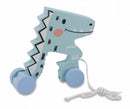 trekfiguur Dino junior 24 x 8,3 cm hout lichtblauw 2-delig