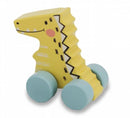 trekfiguur Dino junior 24 x 8,3 cm hout lichtblauw 2-delig