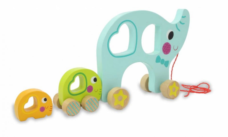 trekfiguur Olifant junior 24 x 8,3 cm hout blauw 3-delig