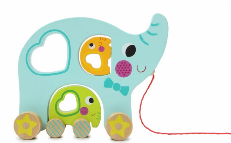 trekfiguur Olifant junior 24 x 8,3 cm hout blauw 3-delig