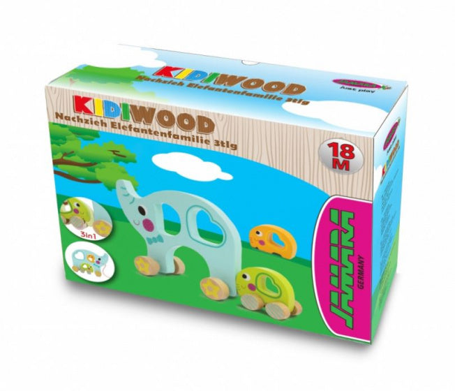 trekfiguur Olifant junior 24 x 8,3 cm hout blauw 3-delig
