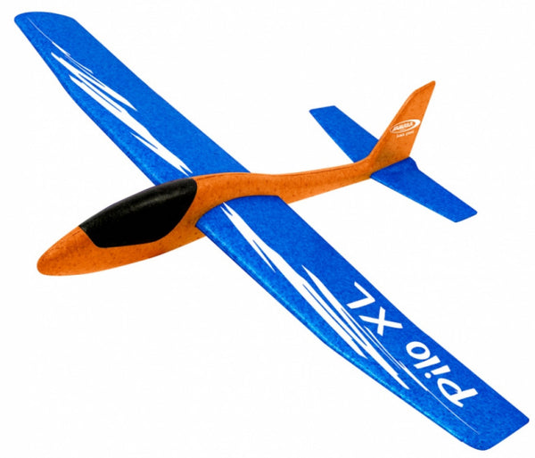 werpvliegtuig Pilo XL junior 68 cm schuim oranje/blauw