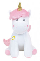 eenhoornknuffel meisjes 30 cm pluche wit/roze