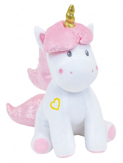 eenhoornknuffel meisjes 30 cm pluche wit/roze