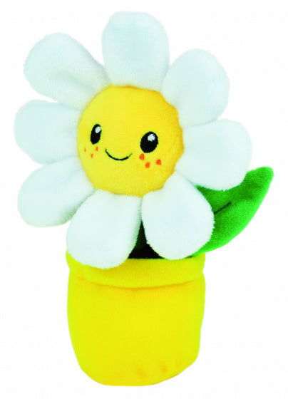 knuffel Bloempot junior 15 cm pluche wit/geel