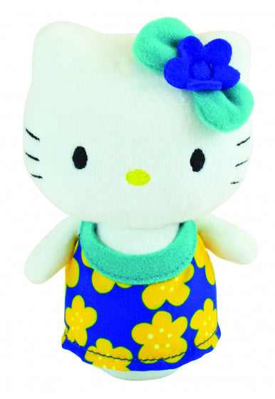 knuffel Hello Kitty junior 11 cm pluche wit/geel/blauw