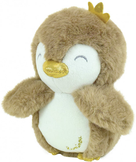 knuffel Luminou pinguin lichtgevend 14 cm pluche taupe