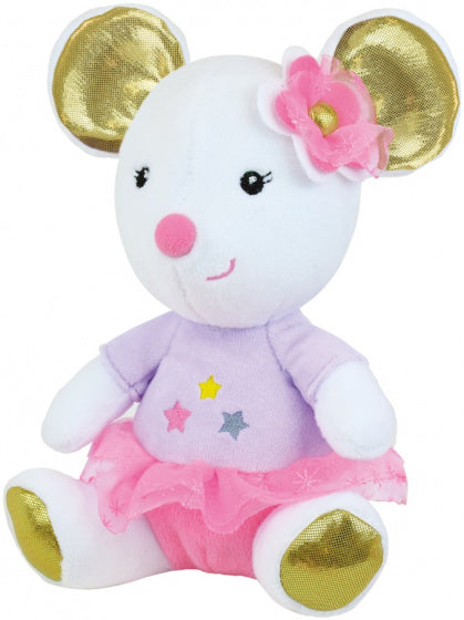 knuffel Opera muis 18 cm pluche wit/roze/lila