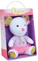 knuffel Opera muis 18 cm pluche wit/roze/lila