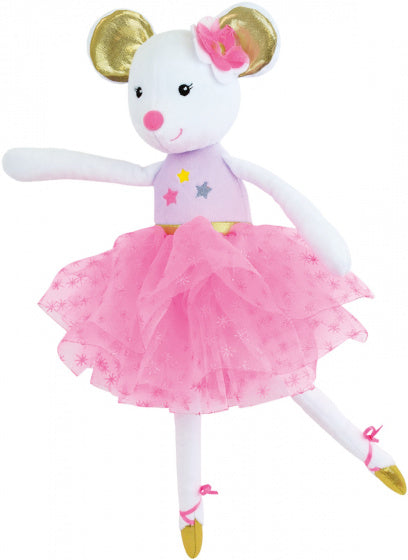 knuffel Opera muis 40 cm pluche roze/wit