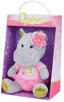 knuffel Opera nijlpaard 18 cm pluche grijs/roze