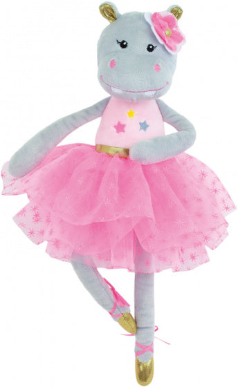 knuffel Opera nijlpaard 40 cm pluche roze/grijs