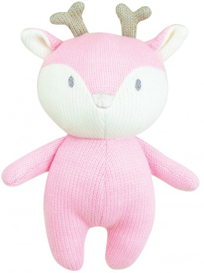 knuffel Tricotou hert 20 cm polyester roze/wit