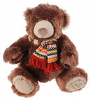 knuffelbeer met sjaal 30 cm bruin