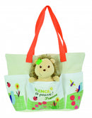 schooltas Egel junior pluche groen/crème