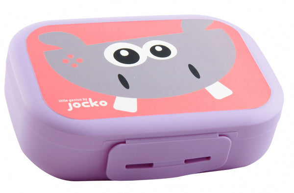 broodtrommel Hippo junior 18 x 12 cm roze/paars