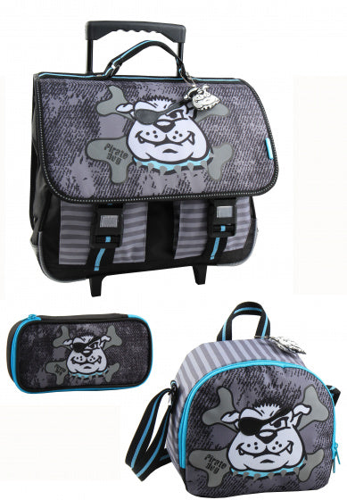 schooltas Pirate Dog junior polyester zwart 3-delig