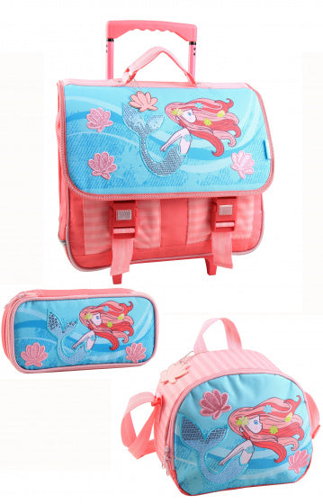 schooltas Zeemeermin junior polyester blauw 3-delig