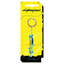 sleutelhanger Cyberpunk logo 7 x 2 cm rubber blauw/geel