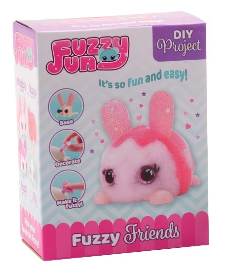 DIY-dier Fuzzy Fun junior 8 x 11 cm pluche roze/wit
