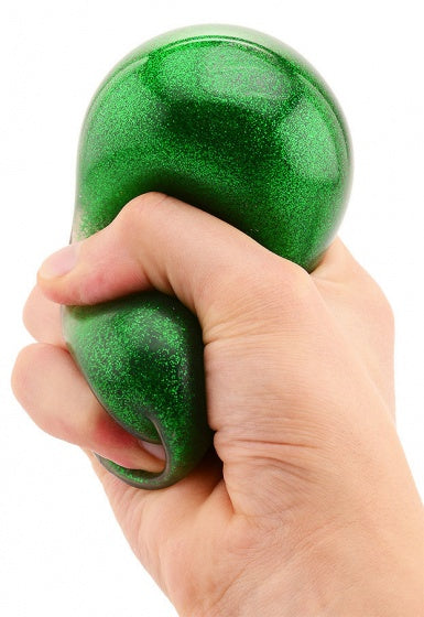 glitterstressbal 7 cm groen