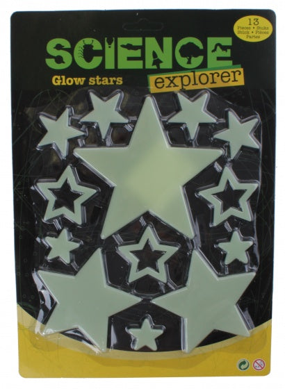 glow in the dark sterren 13-delig geel